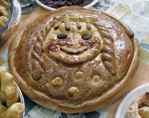 Loaf of bread with a girl depicted