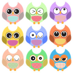 Colorful vector owls