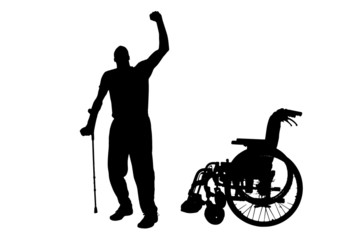 Vector silhouette of disabled man.