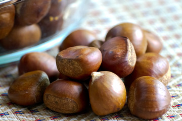 chestnuts on the table closeup