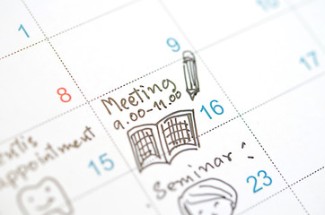 memo appointment on calendar
