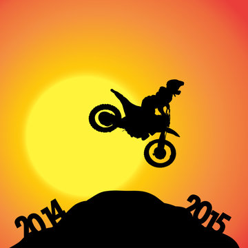 Vector silhouettes of biker.