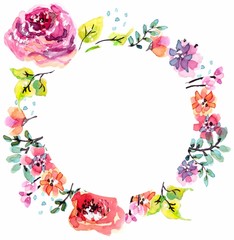 Watercolor floral frame