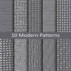 set of ten modern patterns - obrazy, fototapety, plakaty