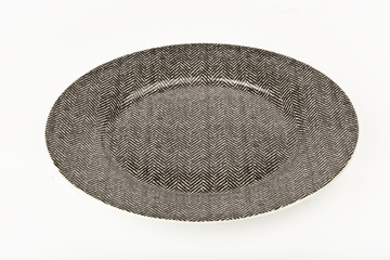 Gray oriental empty plate isolated with clipping path