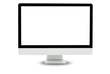 White computer monitor isolated