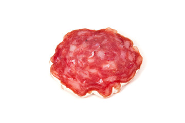 red salami, on a white