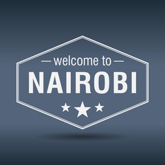 welcome to Nairobi hexagonal white vintage label