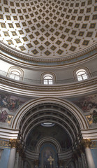 Amazing arches in dome in Mosta, Malta