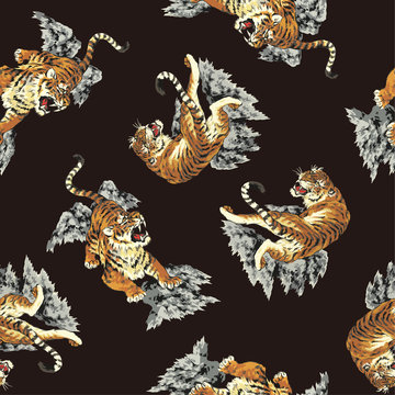 日本画調．虎のパターン