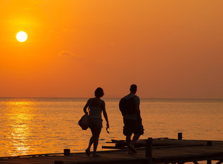 Obraz premium Seaside view in sunset time