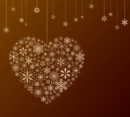 Hanging heart and snowflakes