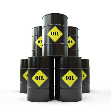 Pyramid Of Black Oil Barrel