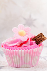 Home made pink strawberry cup cake
