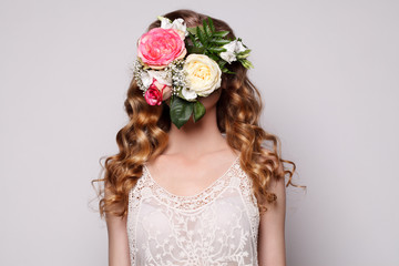 Portrait of a woman with a flower instead of a face