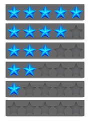 Collection of blue rating stars.