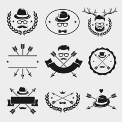 Hipster elements and labels set. Vector
