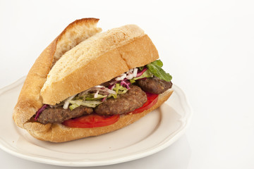 Delicious Turkish Kofte Sandwich (meatballs)