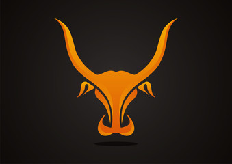 bull head orange vector logo