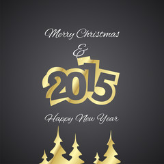 Christmas and Gold Year 2015 black background vector