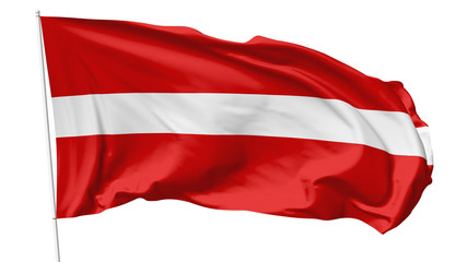 Fototapeta na wymiar Flag of Latvia on flagpole