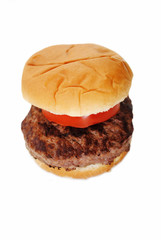 Thick Juicy Burger Sandwich Isolated on White