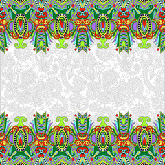 Obraz premium ethnic stripe ornament on floral background, perfect for invitat