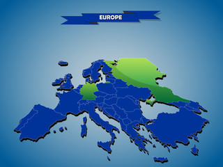 3 dimensional infographics political map of European countries