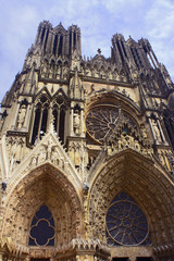 Facade of the cathedral of Notre-Dame de Reims, France