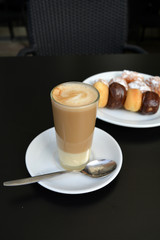 Coffee with condensed milk and chocolate cake pops