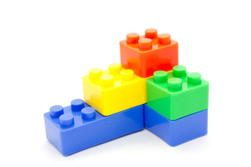 blocks Plastic building blocks on white background