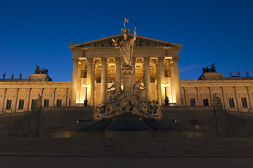 Parliament in Vienna at night, Austria