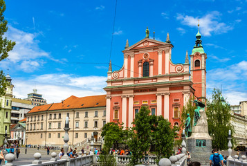 Obraz premium Cerkev Marijinega oznanjenja (Franciscan Church) in Ljubljana, S