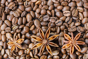 Roasted coffee beans with anise