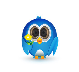 blue bird bring flowers