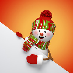 3d snowman banner, winter holiday festive template