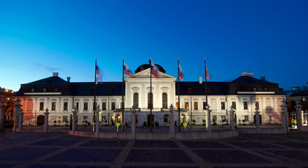 Fototapeta na wymiar Presidential Palace at evening, Bratislava, Slovakia