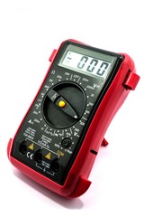 Black and red Digital multimeter  isolated on a white background