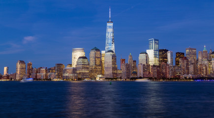 New York City skyline during the blue hour
