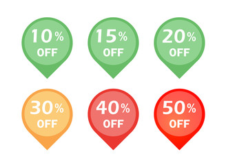 Set of discount sign icon