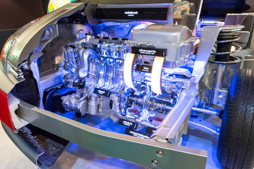 Bangkok, Thailand - February 2, 2014 :  Engine display of Toyota