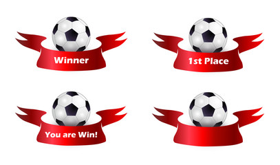 Set of Soccer ball with ribbon