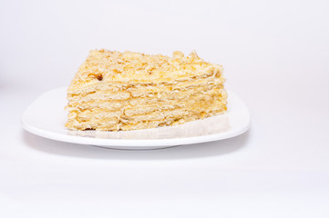 A Slice Of Apple Pie On White Background ,Close Up
