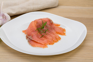 Sliced salmon