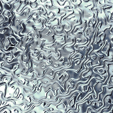 3d abstract background, rippled liquid chrome metal
