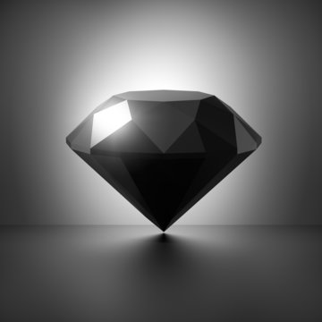 3d black diamond symbol, artificial gemstone