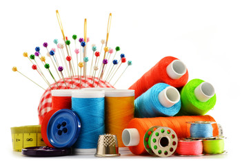 Composition with tailor  threads over white