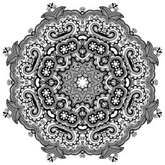 Circle lace ornament, round ornamental geometric doily pattern