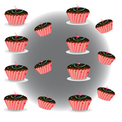 cupcakes with whipped cream, decorated with colorful pills