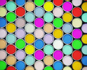 Colorful paint cans